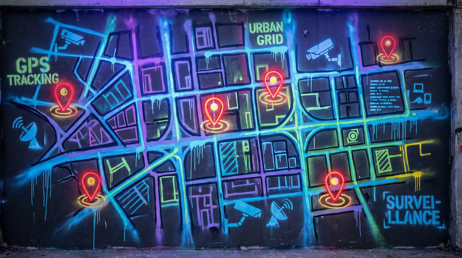 天使的情欲札记 狗仔追踪地图 - 城市涂鸦风格